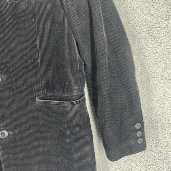 H&M brown corduroy three button long coat pockets men’s 38 medium collar jacket - Picture 5 of 14